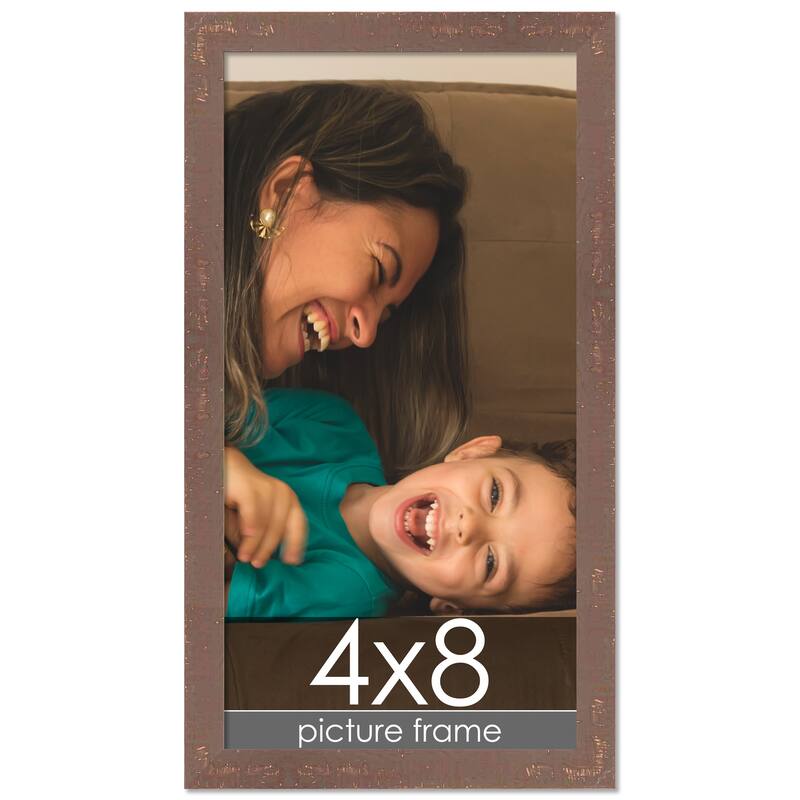 4x8 Shabby Chic / Farmhouse Brown Wood Picture Frame UV Acrylic, Foam